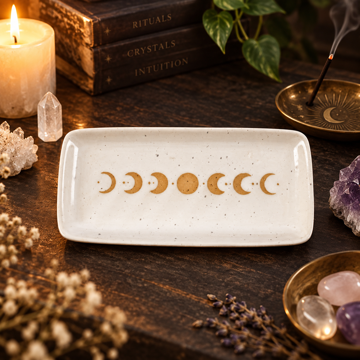 17cm Moon Phase Ceramic Trinket Tray