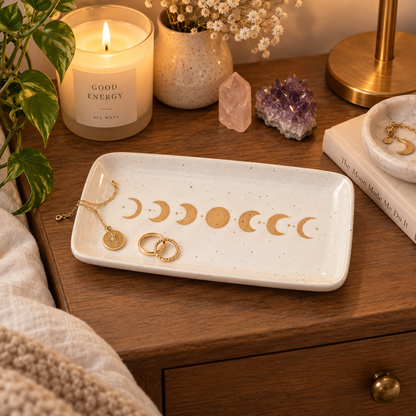 17cm Moon Phase Ceramic Trinket Tray