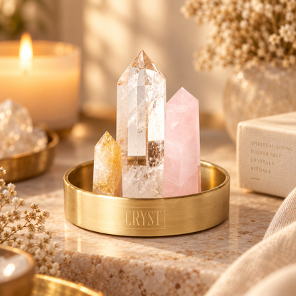 Abundance Crystal Trio - Citrine, Rose Quartz + Clear Quartz