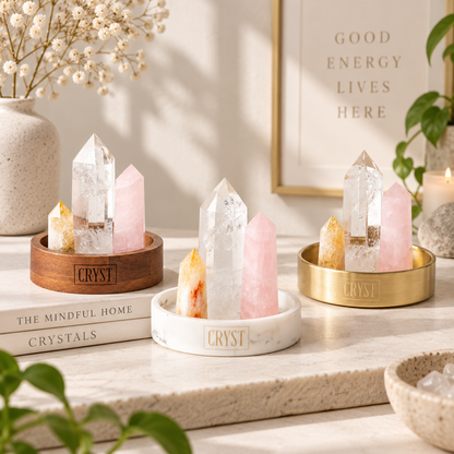 Abundance Crystal Trio - Citrine, Rose Quartz + Clear Quartz
